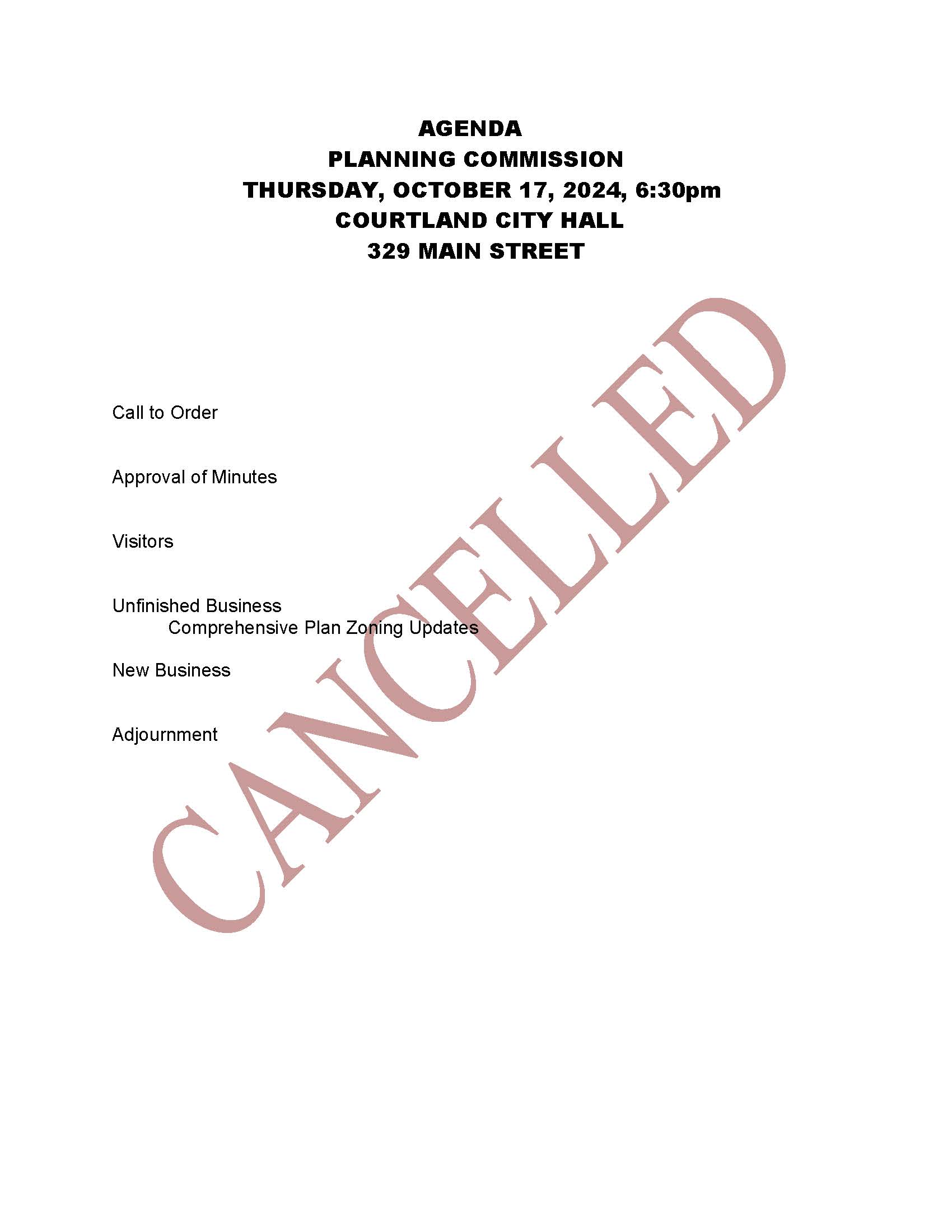 meeting cancelled